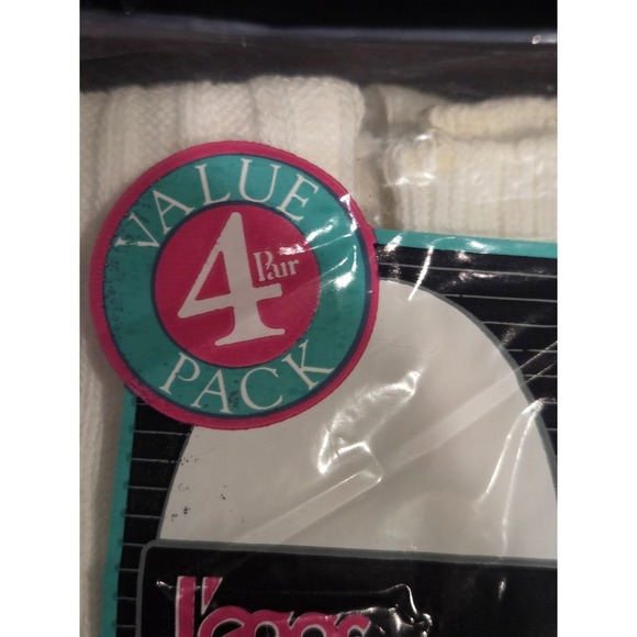 NOS Vtg Leggs Wear Basic Sox 2 Cuffed & 2 Crew Socks One Size 4 Pair Total USA - Picture 4 of 11
